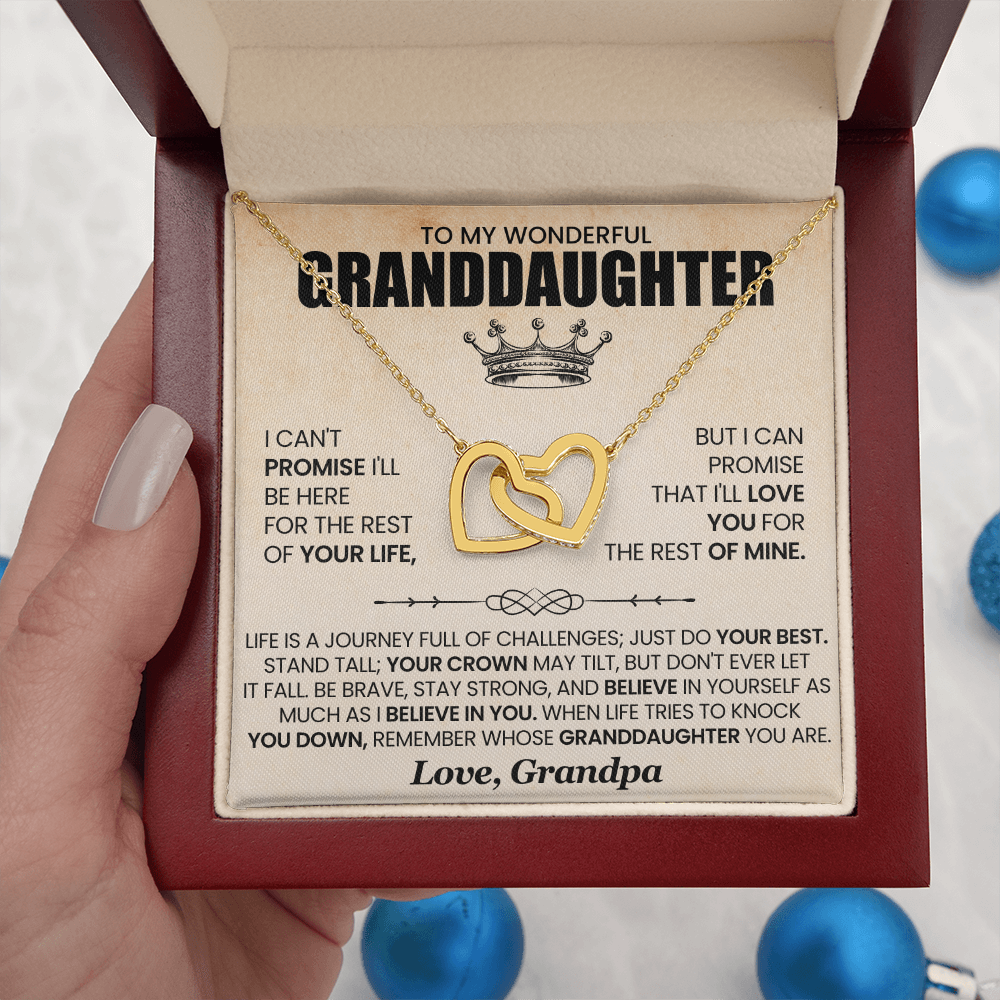 To My Granddaughter Double Heart Necklace,from grandpa