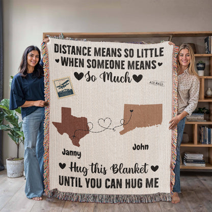 Personalized Woven Blanket - Unique Long Distance Relationship Gift for Couples