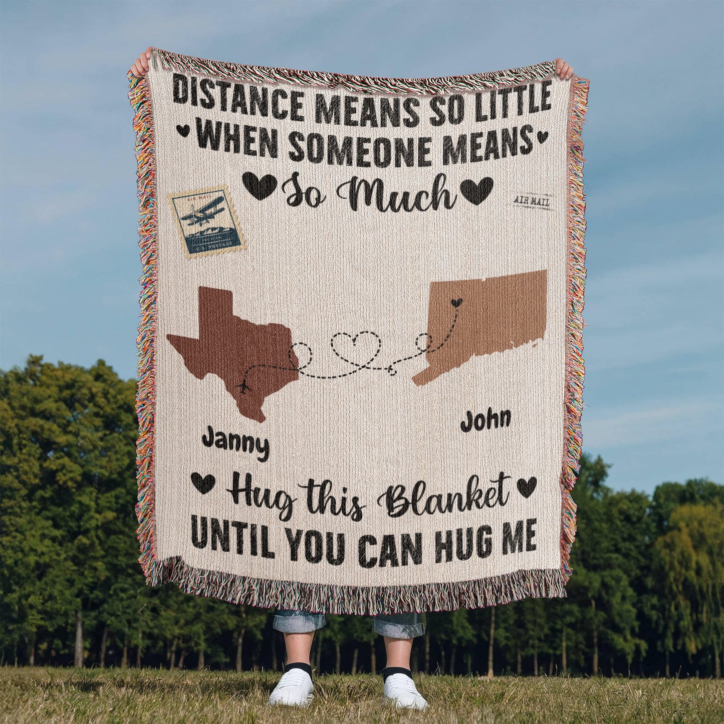 Personalized Woven Blanket - Unique Long Distance Relationship Gift for Couples