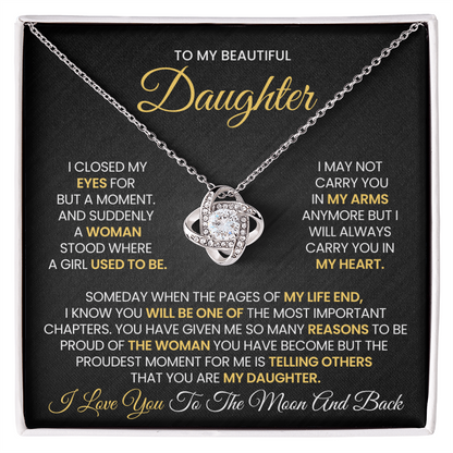 To My Daughter – Love Knot Necklace Gift Box