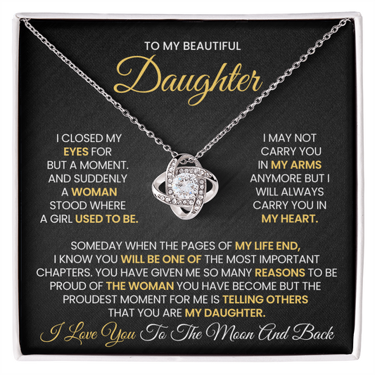To My Daughter – Love Knot Necklace Gift Box