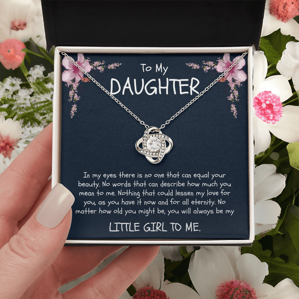 To My Daughter Love Knot Necklace - Sentimental "Little Girl to Me" Message Card Gift