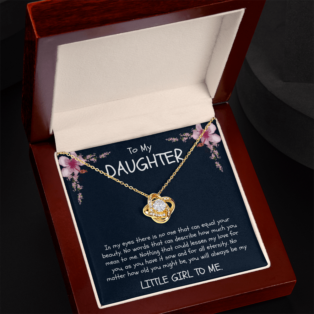 To My Daughter Love Knot Necklace - Sentimental "Little Girl to Me" Message Card Gift