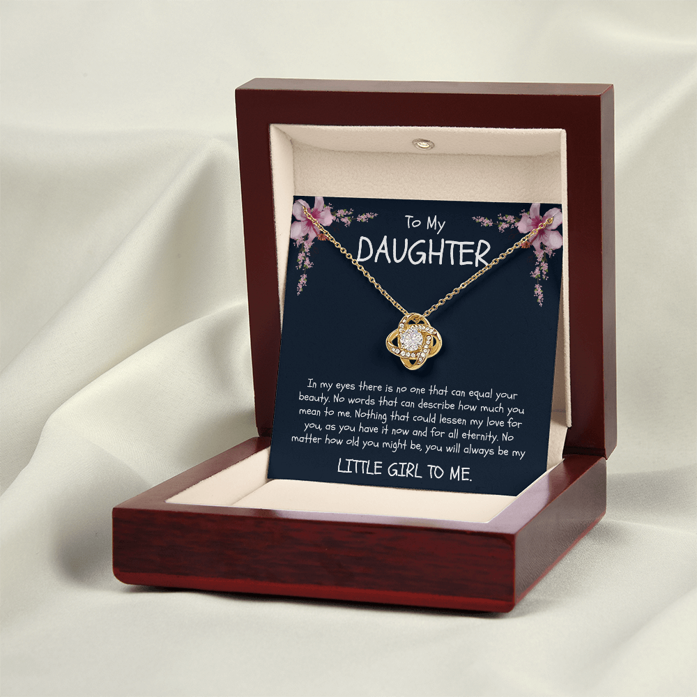 To My Daughter Love Knot Necklace - Sentimental "Little Girl to Me" Message Card Gift
