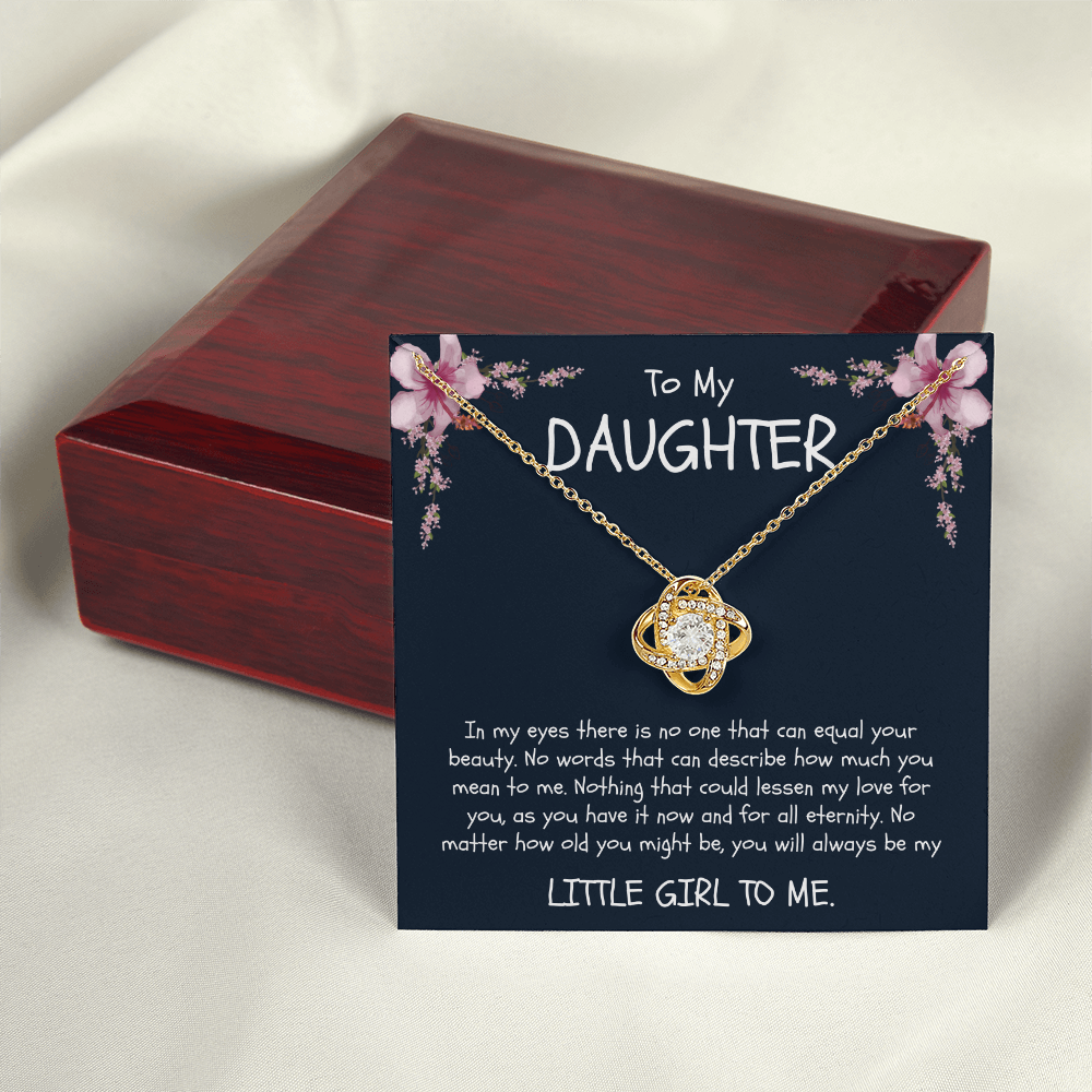 To My Daughter Love Knot Necklace - Sentimental "Little Girl to Me" Message Card Gift