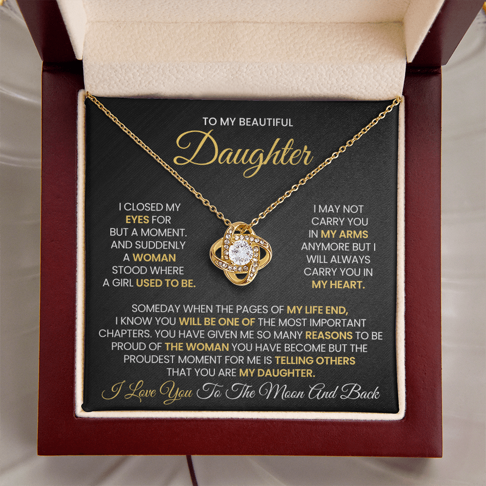 To My Daughter – Love Knot Necklace Gift Box