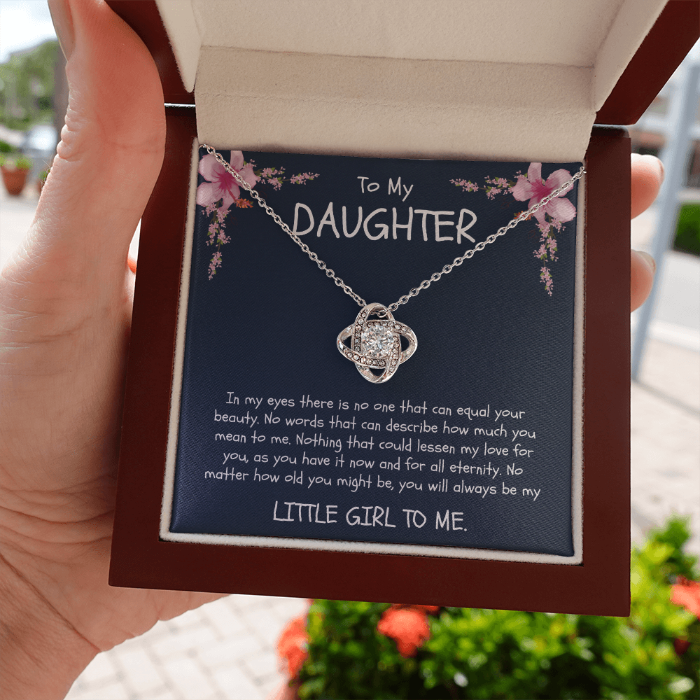 To My Daughter Love Knot Necklace - Sentimental "Little Girl to Me" Message Card Gift
