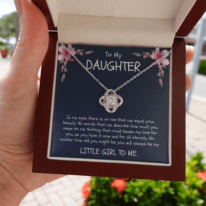 To My Daughter Love Knot Necklace - Sentimental "Little Girl to Me" Message Card Gift