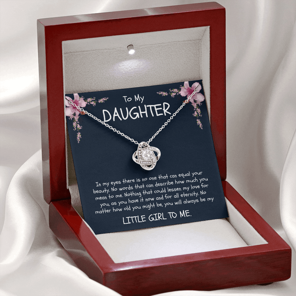 To My Daughter Love Knot Necklace - Sentimental "Little Girl to Me" Message Card Gift