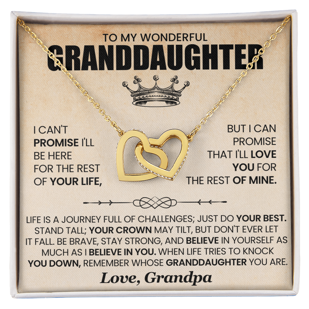 To My Granddaughter  Double Heart Necklace,from grandpa