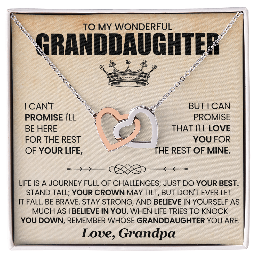 To My Granddaughter  Double Heart Necklace,from grandpa