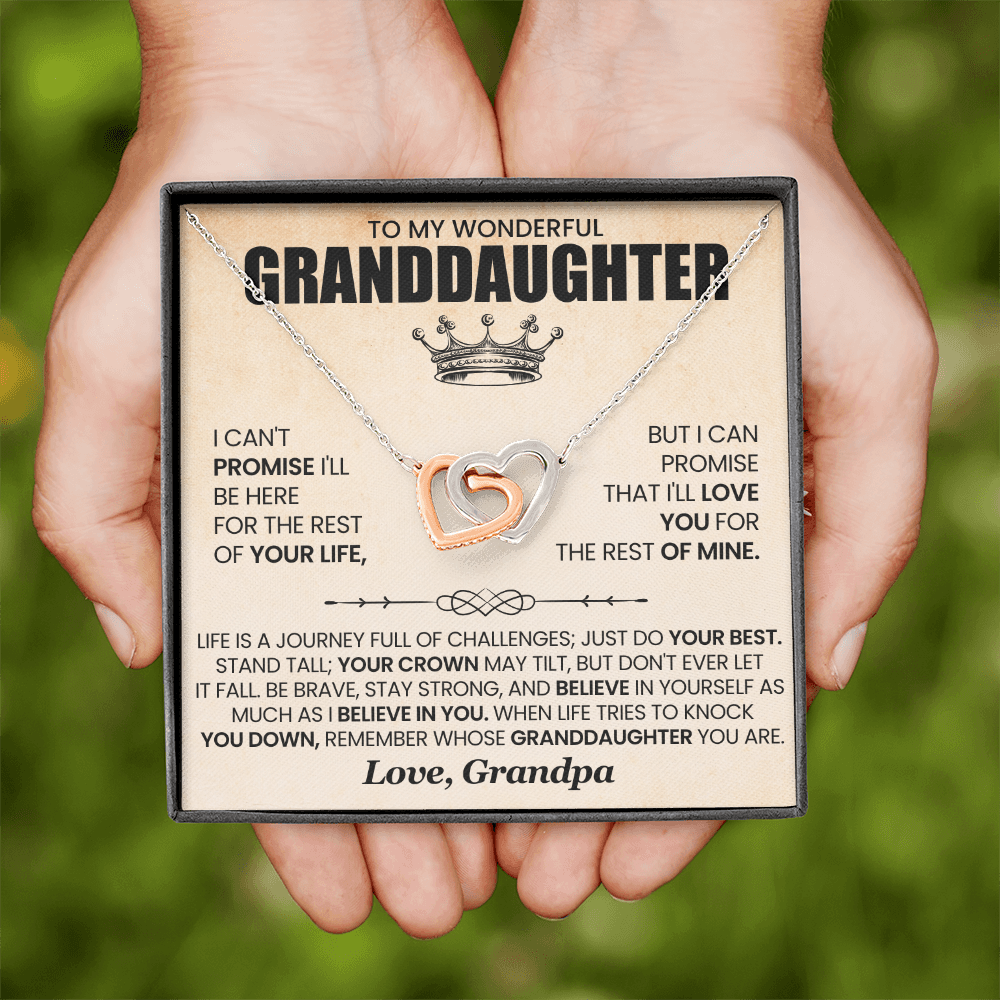 To My Granddaughter  Double Heart Necklace,from grandpa