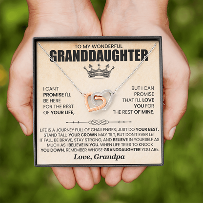 To My Granddaughter  Double Heart Necklace,from grandpa