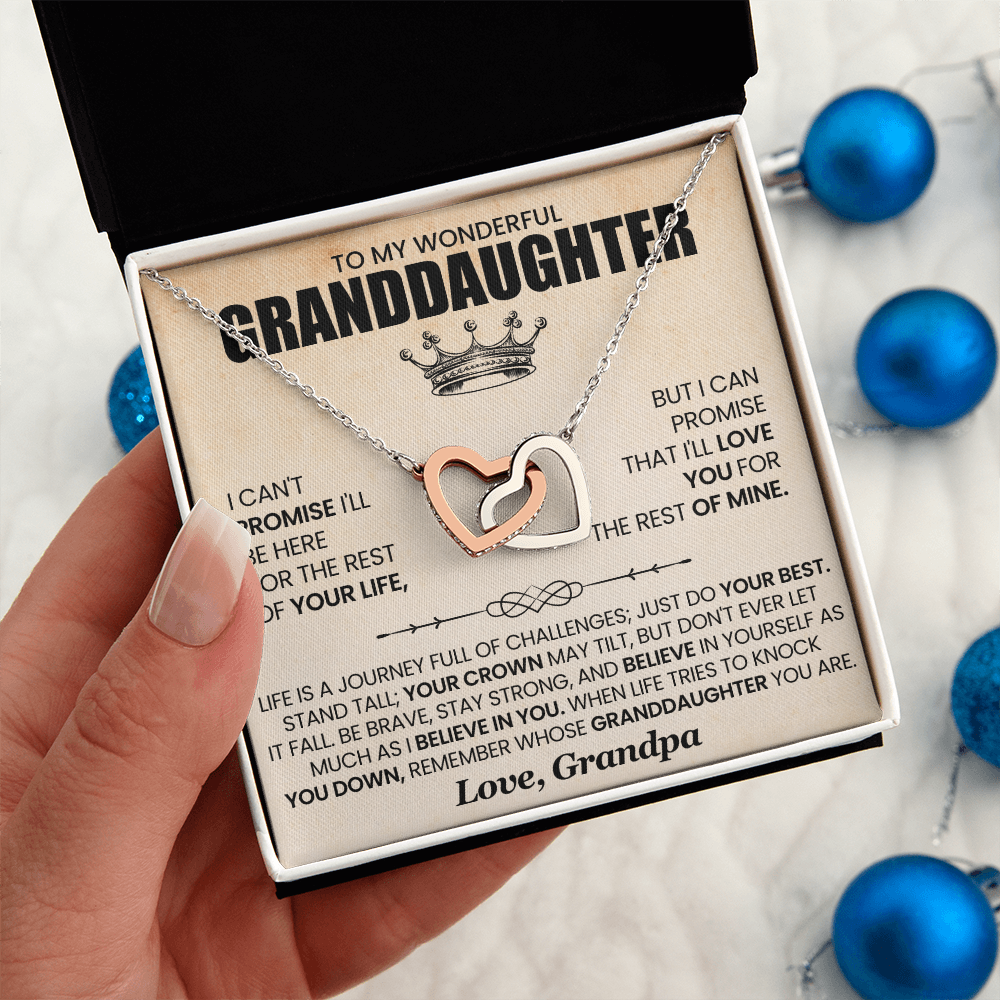 To My Granddaughter  Double Heart Necklace,from grandpa