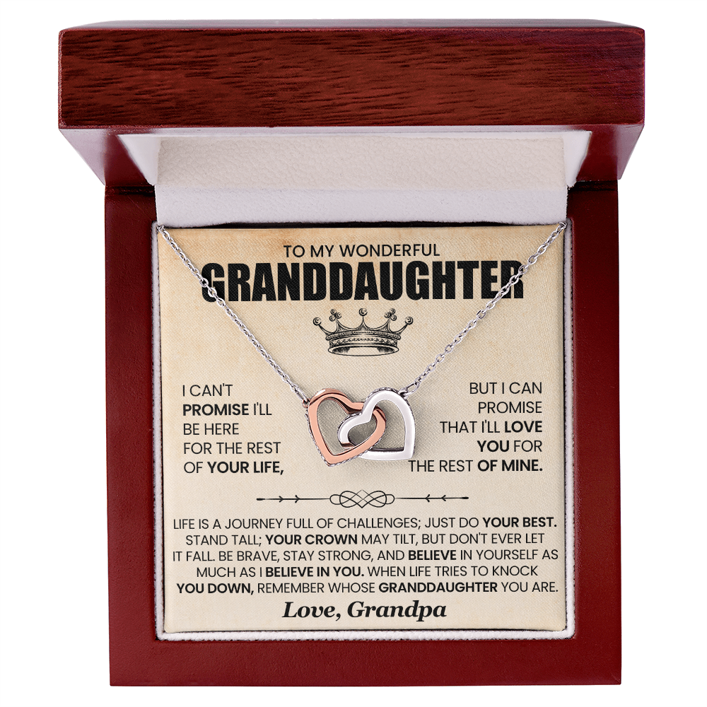 To My Granddaughter  Double Heart Necklace,from grandpa